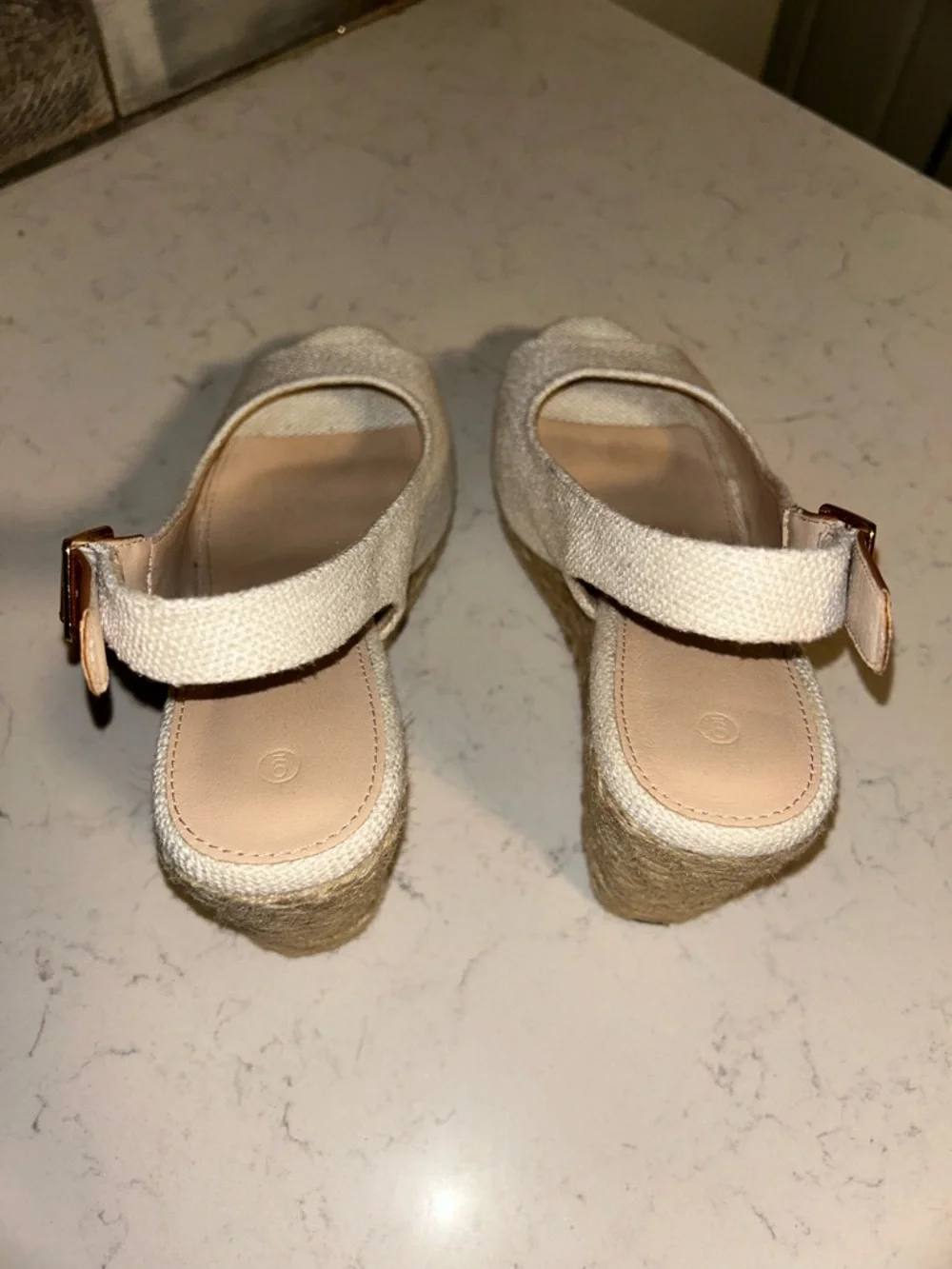 Women’s Ivory Espadrille Wedge Slingback Peep-Toe Sandal